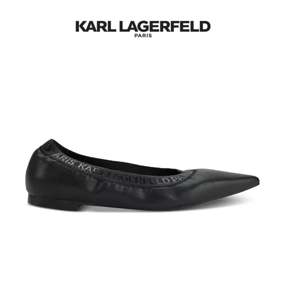 KARL LAGERFELD PARIS Black Vinette Pointed-Toe Ballet Flats NWT